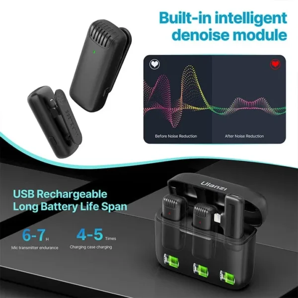 Ulanzi J12 Dual Mic – Noise Cancelling Wireless Microphone for Android & iPhone - Image 7
